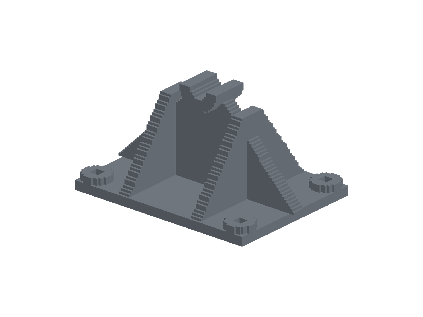 Conventional plate-and-gusset baseline bracket, rendered from its certification STL
