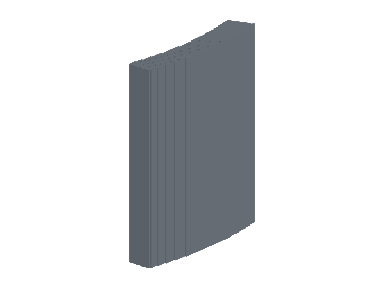 Curved Inconel 625 annular-sector test coupon, rendered from the print-ready STL